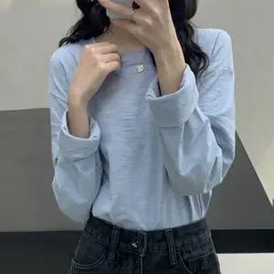 여성 봄코디 베이직 솔리드 긴팔 티셔츠