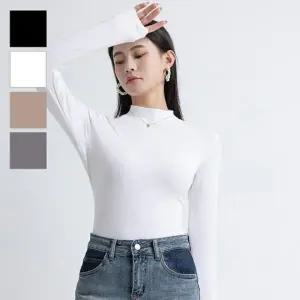 여성 이너티셔츠 봄 가을 데일리 반목 스판 긴팔 폴라티