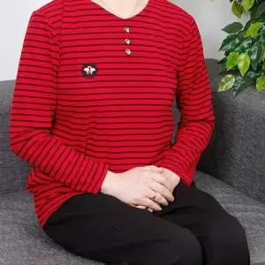 캐주얼 봄가을 루즈핏 스타일 스트라이프 긴팔티셔츠 여성봄 오프숄더티 탑