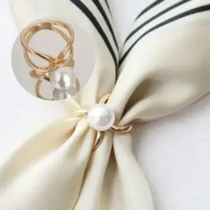 고급 진주 스카프링 심플 스카프 고리 패션 진주링