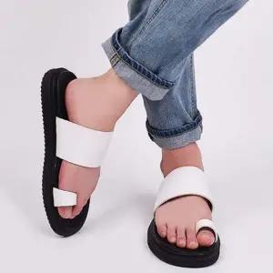 남성 쿠션 조리 슬리퍼 가죽 편한 쪼리 샌들