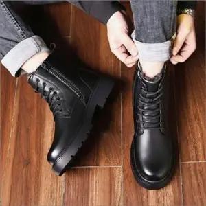 남성 털안감 기모 워커 레이스업 부츠 청키굽