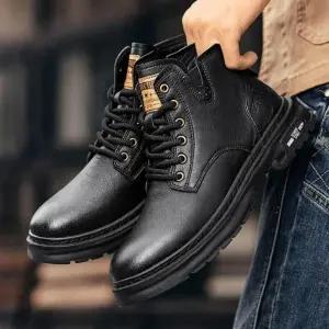 남자 빈티지 워커 부츠 아웃도어 스타일 소가죽