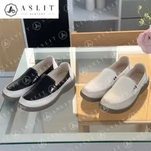 [애슬릿] 여성 슬립온 밴딩 소 가죽 스티치 운동화 단화