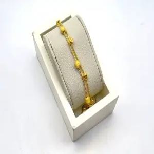 24K 순금 2돈 사각 볼 두줄 여성 팔찌(18K 연결고리 장식)