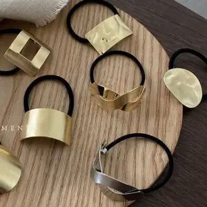 여성 헤어고무밴드 단일컬러 레트로 골드 러블리 헤어끈