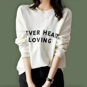 ( )여성 봄 가을 레터링 긴팔 맨투맨 티셔츠 화이트 여자 맨투맨티 긴팔티 루즈핏 여성봄