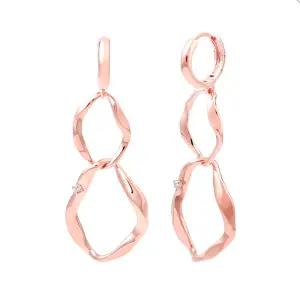 세렌디피티 14K 금침 로즈골드 큐빅 원터치 링 드롭 귀걸이