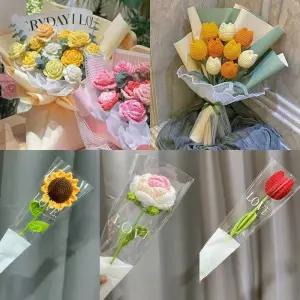 꽃철사 카네이션 꽃 어머니날 인공 완성된 튤립 수공예 졸업 해바라기