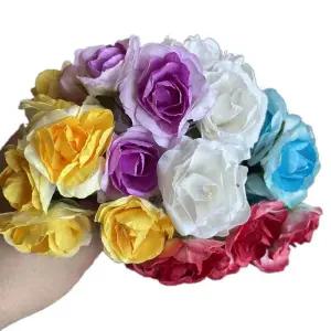 꽃철사 와이어 줄기 인공 스몰 꽃 부케 화환 3-4cm 헤드 긴 종이 재료 장미 9cm144개