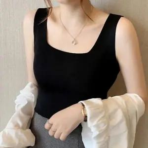 여성 봄 여름 민소매 나시 스퀘어넥 이너나시