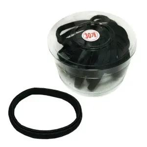 ( )매듭없는 헤어끈 머리끈 헤어 밴드 납작주름 검정 고무줄 30P 묶기