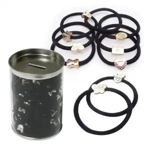 ( )골드메달 헤어끈 고무줄 머리 묶기 헤어 밴드 검정 60P 당고머리 똥머리