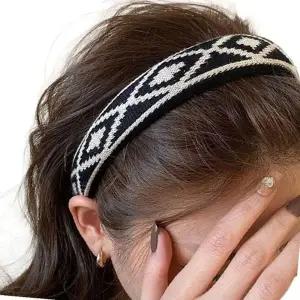 (색상 베이지)니트 머리띠 넓은 와이드 헤어밴드 편한 패션 헤어 액세서리