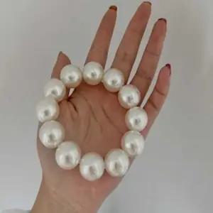 ( )왕진주 고무줄 헤어밴드 팔찌 화이트