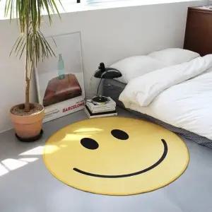 귀여운 스마일 극세사 원형 러그