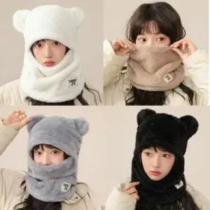 여자 겨울 방한 스키 보드 귀여운 귀 디자인 후드 넥워허 멀티스카프 넥워머 자전거모자 목토시 스컬캡