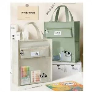 4색 1개 에코백 학원 가방 포켓 주머니 많은 토트백