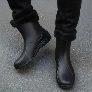 남성 방한 레인부츠 기모안감 겨울 장화 신고