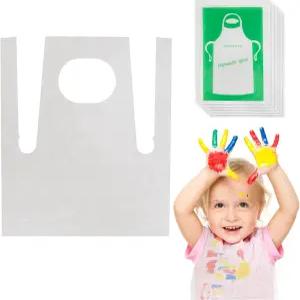 마지한 50 플라스틱 일회용 앞치마 - 2.1피트/65cm 방수 페인트 벌크 들은 요리 예술 공예 피크닉을 위해