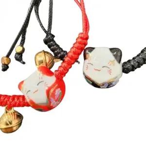 행운 고양이 복 팔찌 우정 매듭 친구 실팔찌