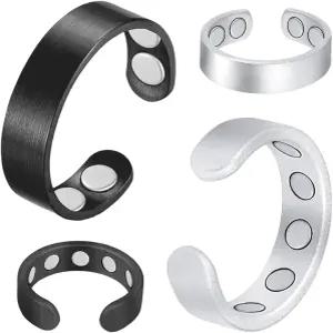 강력한 자석과 조절 가능한 견고한 순 구리(블랙 앤 실버 매트)가 포함된 여성용 Cigmag 9X 구리 링