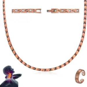 여성용 빅매그 구리 자석 목걸이 - 초강력 99.9 순도 2PCS 링 세트 목 조절 가능 경량화