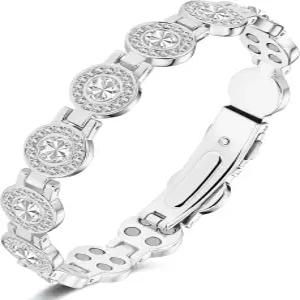 여성용 페라코 퓨어 구리 팔찌 3800 가우스 네오디뮴 자석 및 눈부신 오스트리아 컷 크리스탈 스톤이