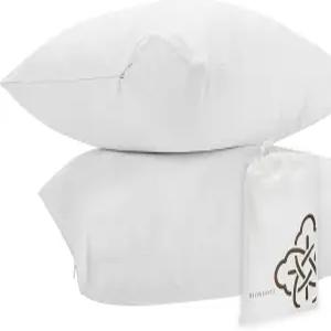 바이오웨이브 100 면 통기성 베개 보호대 GOTS 인증 지퍼 클로저 - 표준 20 x 26 인치 2 팩