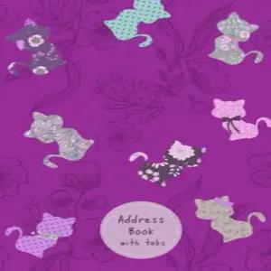 탭이 있는 주소록 알파벳 인덱스가 A5 미디엄 컨택 노트북 정리함 귀여운 고양이 꽃무늬 디자인 퍼플