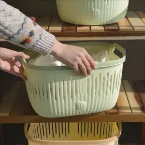 다용도 세탁 바구니 이동식 빨래 바구니 손잡이 욕실 분리 원형