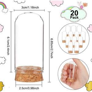 20 PCS 돔 장식 항아리 꽃 홈 크리스마스 파티를 위한 코르크 베이스가 있는 2.4x1.2인치 유리 디스플레이