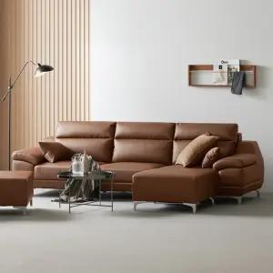 동서가구 뉴테라 천연면피가죽 4인 소파+스툴 DF921807