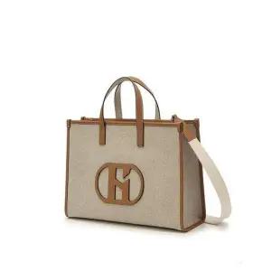 [헤지스](광주신세계)[HAZZYS ACC][H20]베이지 로고장식 라지사이즈 캔버스 토트백 HIBA5E109I2