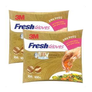 3M 후레쉬 위생장갑 일회용 비닐장갑 100매 x 2개