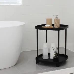 로엠가구 리티 이동 선반 바퀴달린 보조 수납 2단 미니 침대 협탁