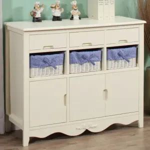 아리아 원목라탄 와이드 서랍장 수납장