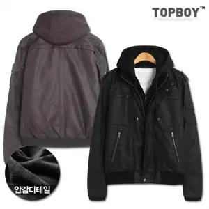 [하프클럽/탑보이]소매 포켓 가죽자켓 (JW480)