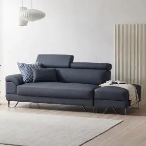 [바로방 가구]리세 3인용 소파 가죽 거실 사무실 다이닝 헤드레스트 쇼파