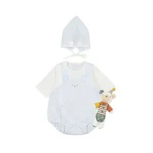 [압소바](광주신세계)(24년 S/S 출산.백일선물) 치곰 모달 7부 바디슈트(모자)+엘두딸랑이