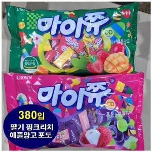 마이쮸 대용량 혼합 4가지맛 1600g 약380개입 딸기+포도+애플망고+핑크리치 마이쭈