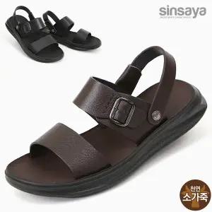 [신사야]신사야 소가죽 베이직 투밴드 슬리퍼겸용 남성샌들 24S047