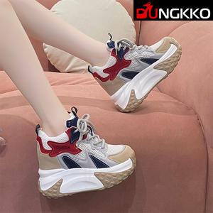 시크덩꼬 스웨이드 배색 메쉬 웨지 키높이 스니커즈