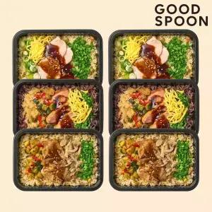 굿스푼 당뇨식단 솥밥 3종 6팩 양많은 간편 고기 비빔밥 덮밥 잡곡밥 곤약밥 도시락
