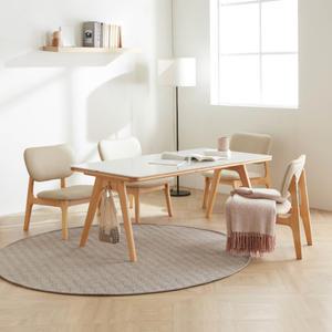 헤닝 마이홈 4인 낮은 원목 통세라믹 식탁세트 1400 의자형 식탁1 의자4