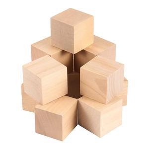 합판 나무 공예용 미완성 블록 소나무 큐브 그림 퍼즐 조각 DIY 사각형 24 개 5cm