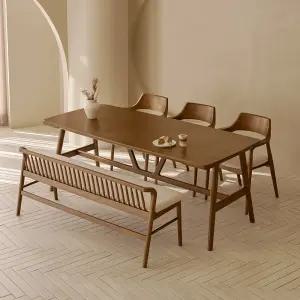 [가구] 로엔 패브릭 6인 원목 식탁 세트 (의자3+벤치1)