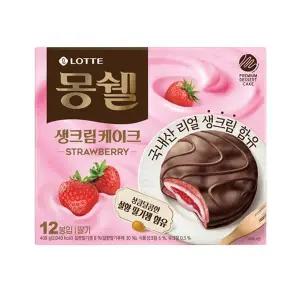 롯데 몽쉘 딸기 12입 408g [패키지 랜덤 발송]