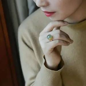 [하프클럽/]자연주의 옥 시리즈 우아한 레트로 오픈 청옥 구름 반