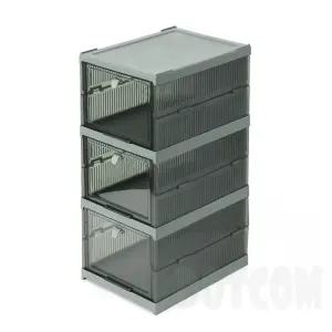 씨엠닷컴 3단 투명 신발정리함 그린 안전화보관함 신발보관함 신발장수납장 슈즈렉